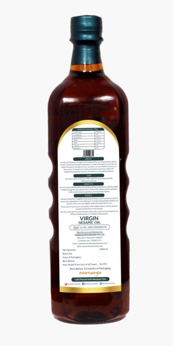 VIRGIN SESAME OIL - COLD PRESSED (Cholesterol Free, Natural & Pure) - Image 2